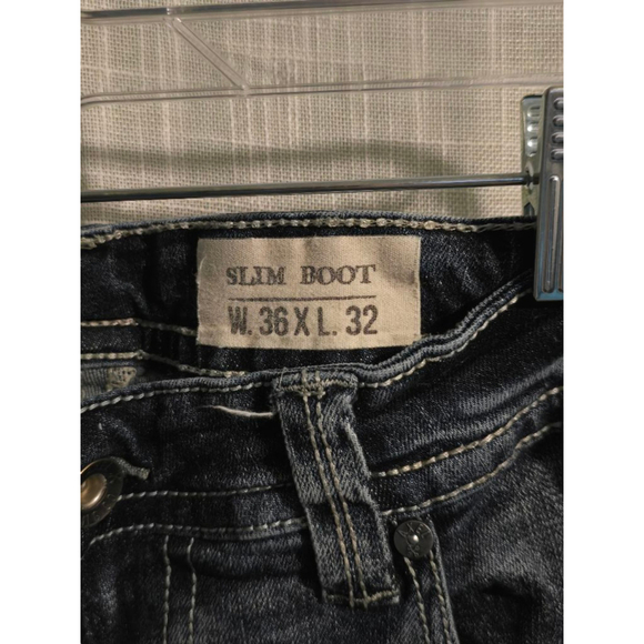 Men's Axel Slim Boot Jeans Size 36x32 Blue Denim - Picture 5 of 9